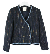 Sandro Blazer Damen (Eu) 38 Tweed Wollmischung Zweireihig Gilet