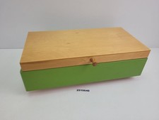 Nähkasten DDR Retro Deko 60er Jahre Einsatz Holz grün eckig 40x20,5cm #2510640