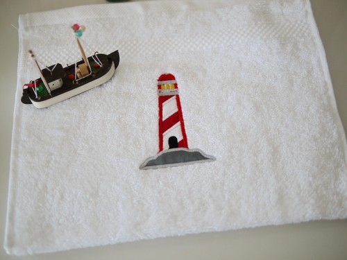 Weißes maritimes duschtuch - weißes,