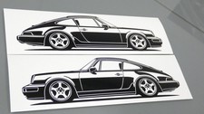 Aufkleber Silhouette Porsche 911 964 Carrera RS Sticker Pärchen Set Schwarz neu
