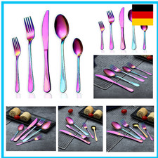 HOMQUEN 30-teiliges Regenbogen-Farbe-Geschirr-Set, Edelstahl-Titan-bunte