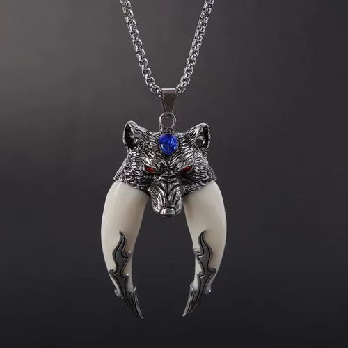 Herrenhalskette edelstahl wolf - edelstahl,