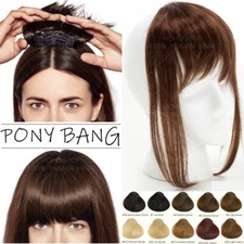 Fraun Pony Air Bangs 100% Remy Echthaar Clip In Extensions Haarteil Schwarz Kurz