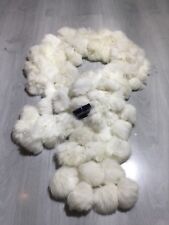 Codello Pelz Schal, Kaninchenfell Bommeln, cremeweiss, neu, #AC-9