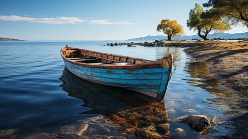 Wandbild altes holzboot das - wandbild:,