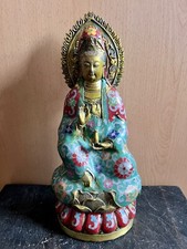 Wunderschöne Cloisonné-Bronze Statue Buddha Guanyin 26cm