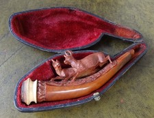 uralte Pfeife Holzpfeife Buchsbaum Pfeife Gams Gamswild Gemse im Etui Jagd Jäger