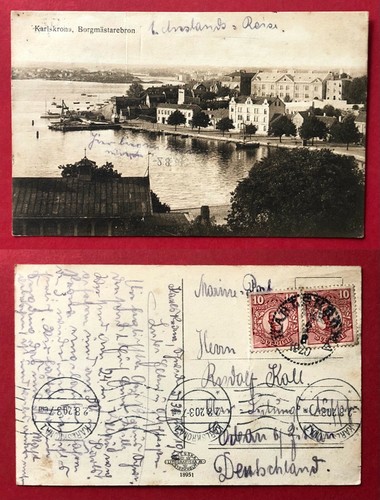 Karlskrona schweden 1920 - ak,
