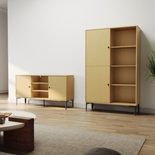 TV Lowboard Schrank Fernsehschrank Hochschrank Vitrinenschrank Vitrine 2-teilig