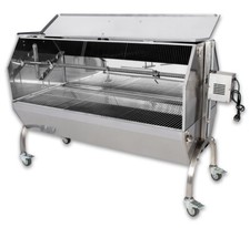 Spanferkelgrill Lammgrill BBQ Grill Grillwagen Barbecue mit Abdeckung Beeketal