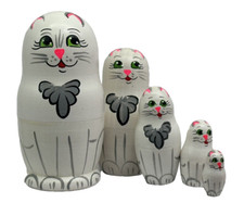 Matroschka 5tlg. Weißer Kater