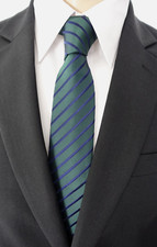 NEU - ATWARDSON Anlass / Business Krawatte - dunkelgrün gestreift - Seide - Slim