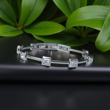 Armband Edelstahl & Zirkonia Quadrate 17,3-18,5cm Magnetschmuck verstellbar Quad