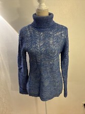 Geiler WITTY KNITTERS Rollkragen Pullover, Gr. L, Blau, Metallic, Wolle, Strick