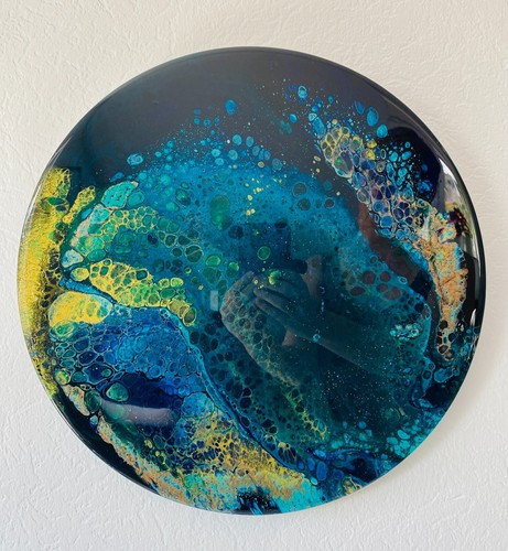 Acryl pouring auf holz - acryl,