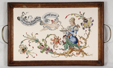 Historismus Steingut Tablett