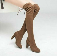 Damen Wildleder Overknee