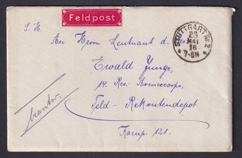 Wwi feldpost 1916 stuttgart - feldpost,