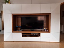 Prisma Plus Mondo Wohnwand weiß Nussbaum