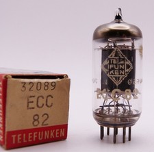 TELEFUNKEN ECC82 ribbed plates , geprüft gut  / Tested with strong emissions