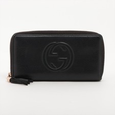 PRE-LOVED Gucci Soho 598187 Leather Zip Round Wallet Black