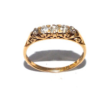 Damen Ornate 18Ct Gelbgold Antikes Ring Set Mit Diamanten, UK Größe N 1/2