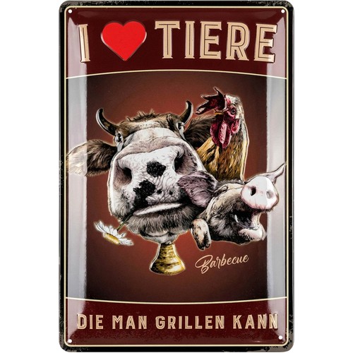 Retro blechschild grillen bbq - blechschild,