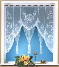 heimtexland ® Scheibengardine Jacquard Fensterbild M-Bogen Gardine Blumen Typ300