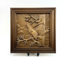 Holz Wandbild Relief Auerhahn | Handgeschnitzt 35 cm | Jagdmotiv Vogel VTG Deko 