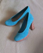 NEU Wunderschöne Tamaris Pumps Velours Türkis Korkabsatz Gr.39 