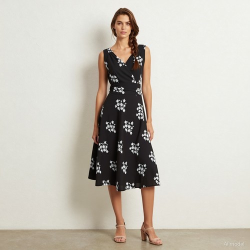 Vintage retro midi kleid - retro,