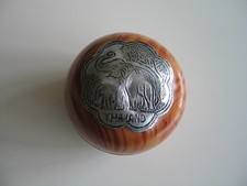 Thailand Deckeldose aus Holz mit Elefanten rund Deko Dose ?