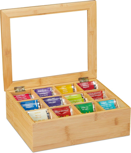 Relaxdays teebox bambus - bambus,, 12