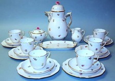 HEREND KAFFEE SERVICE MILLE FLEURS  STREUBLUMEN   UNGARN  6 PERSONEN   22 TEILIG