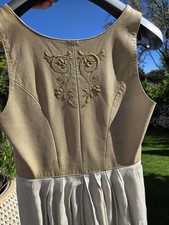 ?ORIGINAL MEINDL DIRNDL?36/S Leder Mieder Leinen ROCK BESTICKT GRÜN Blau €1399