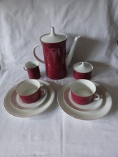 Rosenthal Berlin Secunda Purpur Kaffeetassen 2er Set Porzellan, 9 Teile