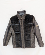 Emmegi Jacke Damen UK 10 Braun Mantel Kunstfell Retro 80er 90er Ski Winter EU 38