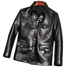 Herren Lederjacke Mantel Biker