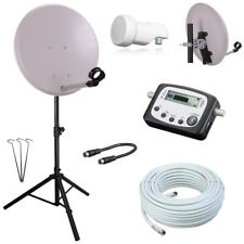 Camping SAT Anlage 40cm Spiegel mit STATIV u. SAT Finder HD single LNB 10m Kabel