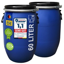 2x 60 L Weithalsfass mit Spannverschluss | 100% Lebensmittelecht | Universalfass