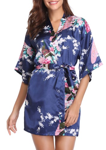 Kimono satin robe morgenmantel - satin,