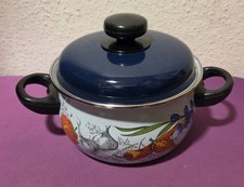 DDR Emaille KOCHTOPF mit DECKEL Ø 20 cm/ 10,5 cm Hoch neuwertig & unbenutzt