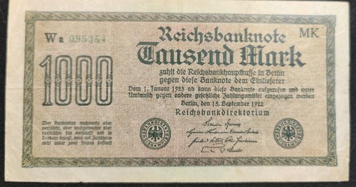1000 mark reichsbanknote 1922 - reichsbanknote,