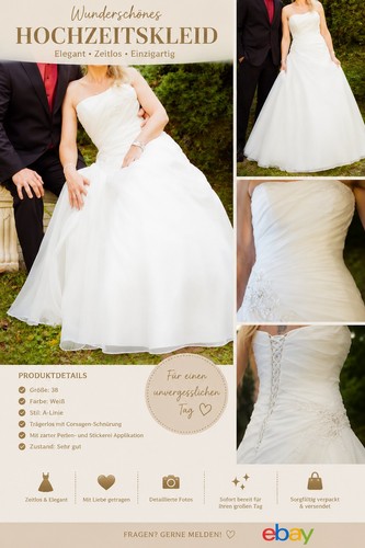 Brautkleid größe 38 - brautkleid, 36/38