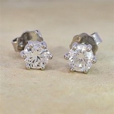 Brillant Diamant Ohrstecker Paar 750/- Weißgold 18 Karat Gold 1,02 Karat G/VS