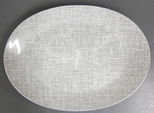 Große Platte 33 x 24 cm Rosenthal Form 2000 Seidenbast Bastdekor Grau 