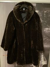 Vintage Plüsch Kunstpelz Fake fur Leopard Animal Print Jacke Mantel Oversized