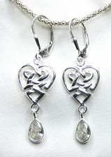 ❤️ Herz Ohrhänger Klappbrisur 925 Silber – Keltischer Knoten & Bergkristall NEU