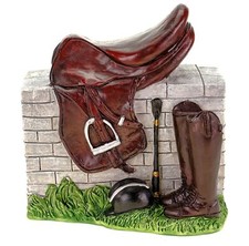 XXL Spardose Pferdesattel und Reitstiefel Poly bunt Sparschwein Pferd reiten 