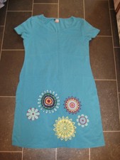 Shirtkleid, Quiero, M,L, Blau, Stickerei, Hippie, Tunika, Kleid, Blumen